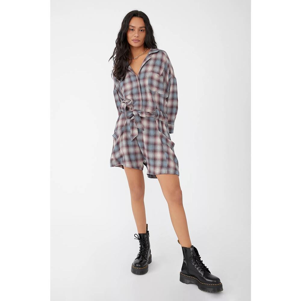 Free People / Before I Let Go Plaid One Piece‎ / oversized sz XS